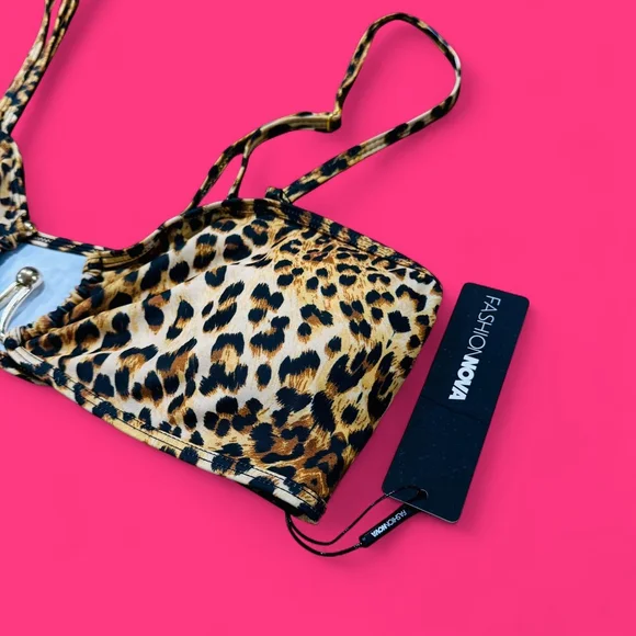 Leopard Animal Print Bikini Top XL - Picture 3 of 4
